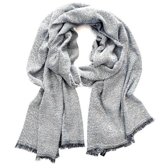 INC International Concepts Two-Tone Shine Scarf Wrap, Black/White One Size - Picture 2 of 6